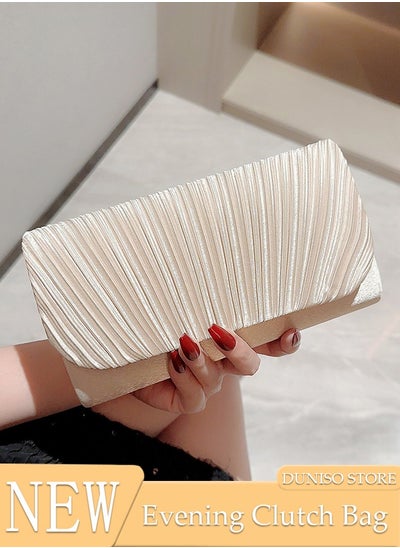 Buy Womens Evening Clutch Bag All-matching Pleated Handbag Exquisite Evening Clutch Bag Banquet Wedding Clutch Purse Fashion Pleated Clutch Purse For Women All-match Shoulder Bag Evening Clutch Bag in UAE