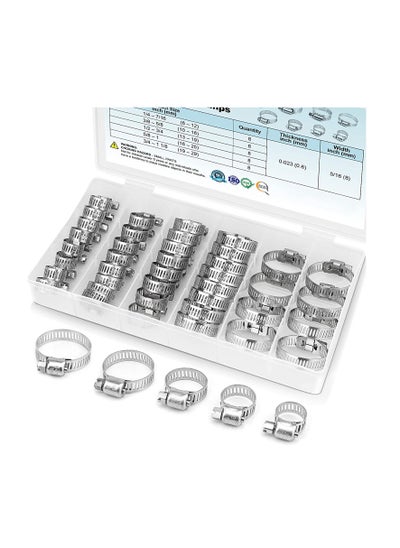 Buy Hose Clamp Set, 304 Stainless Steel Worm Gear Hose Clamps for Pipe, Intercooler, Plumbing, Tube and Fuel Line in UAE