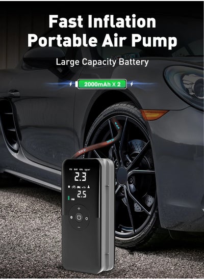 Buy Rechargeable Air Pump Tire Inflator Portable Compressor Digital Cordless Car Tyre Inflator For Motocycle Bicycle Balls in Saudi Arabia