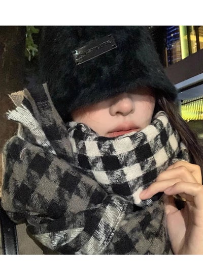 Buy Autumn and winter women's high-quality popular all-purpose houndstooth scarf in the new Korean style in Saudi Arabia