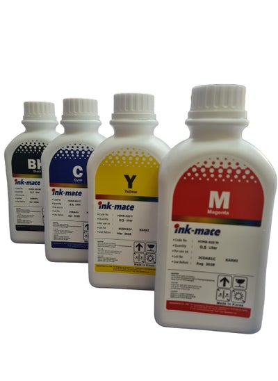 Buy Ink Mate Ink Set 500ml Multicolor Black,Cyan,Yellow,Magenta for refilling HP Canon Epson Printer inks. in Saudi Arabia