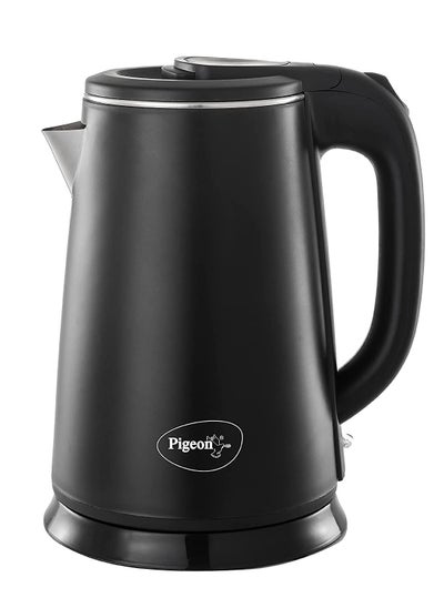 Buy Pigeon Ebony Double Walled Cool Touch Stainless Steel Electric Kettle, 1.8 Litre, with 1500 Watt, boiler for Water, milk, tea, coffee, instant noodles, soup etc (Black), Large in UAE