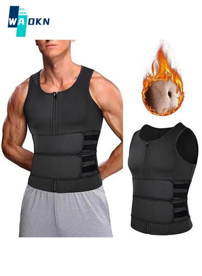 Buy Men's Sports Body Shaper Men Waist Trainer Sauna Vest Fitness Corset Abdomen Slimming Body Shaper Belly Reducing Shapewear Burn Fat Shirt Trimmer Belt in Saudi Arabia