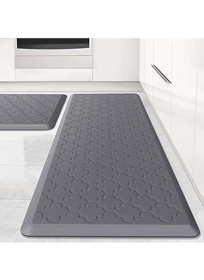 Buy 2PCS Kitchen Floor Mats, Kitchen mats for Floor Waterproof, Cushioned Anti-Fatigue Floor Mat,Standing Mat for Kitchen, Floor,Office, Sink, Laundry,44x75cm+44x120cm (Grey) in Saudi Arabia