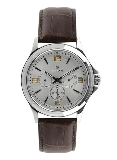 Buy Men Analog Round Shape Leather Wrist Watch in UAE