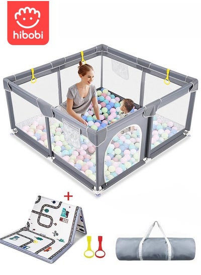 Buy Baby Foldable Playpen With Mat, Carry Bag, 200 X 180 X 66 CM in Saudi Arabia