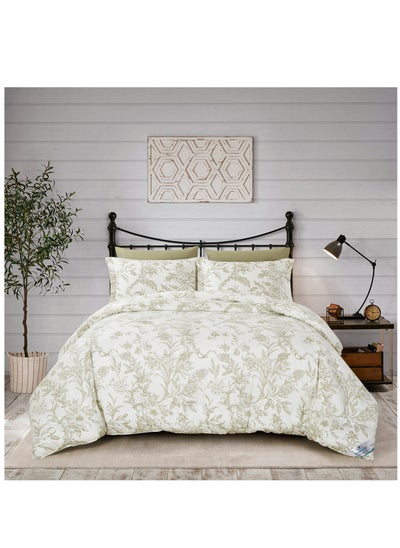 Buy Printed Comforter Set 6-Pcs King Size Lightweight All Season Double Bed Bedding Set With Down Alternative Filling,Beige in Saudi Arabia