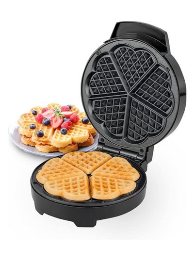 Buy Waffle Maker – 5 Slice Heart Shaped Non-Stick Electric Belgian with Adjustable Temperature Control American Machine in UAE