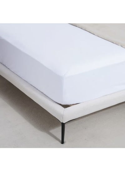 Buy Essential Solid Fitted Sheet 120X200+33Cm - White in UAE