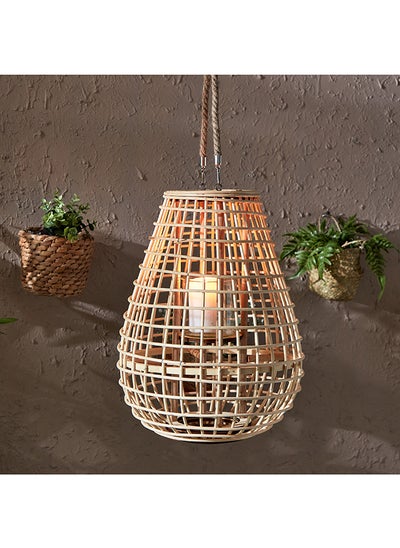 اشتري Deckar Bamboo Rattan and Wood Lantern with Glass Votive 33 x 42 x 33 cm في الامارات