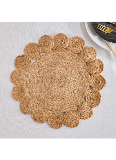 Buy Grain Jute Scallop Round Placemat 38 x 38 cm in UAE