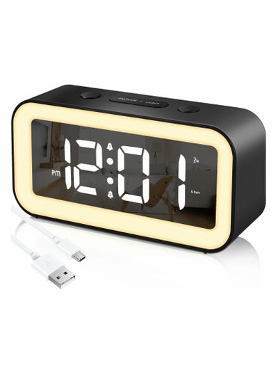 Buy Digital Alarm Clock with Night Light Alarm Clocks Bedside Adjustable Brightness Big LED Digit Display Snooze 12 24Hr Dual Alarm Weekend Mode Sound Activation USB Charging Port for Kids Bedroom Office in UAE