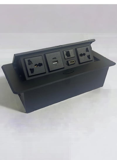 Buy Table Popup Socket, Power Outlet LED Receptacle IP40 Protection Grade 250V 16A Dual USB/Type C/Hdmi/Data Table Socket Connection Box for Office and Home in UAE