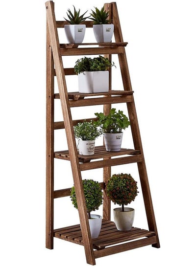 اشتري 4-Tier Folding Plant Stand Shelves Brown في الامارات