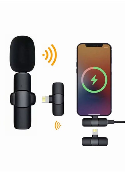 Buy Wireless Lavalier Microphone Portable Mini Auto Sync Microphone for iPhone in Saudi Arabia