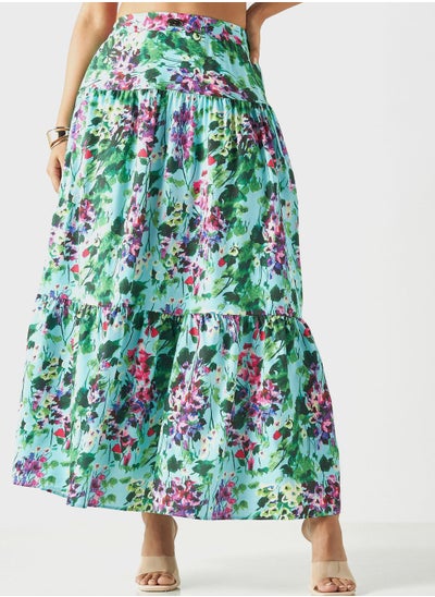 اشتري Tiered Floral Print Skirt في الامارات