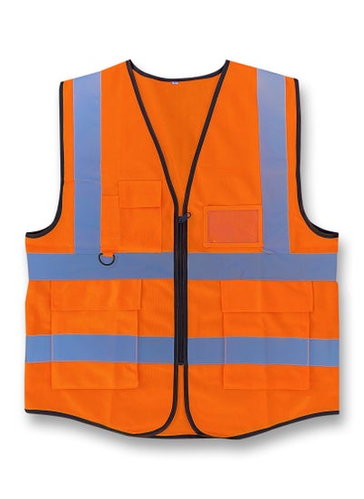 Buy High Visibility Multi Use Vest Safety and Utility in Bright Orange in UAE