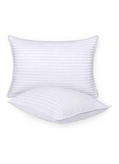 اشتري COMFY SET OF 2 WHITE COTTON STRIPE HOTEL QUALITY PILLOW في الامارات