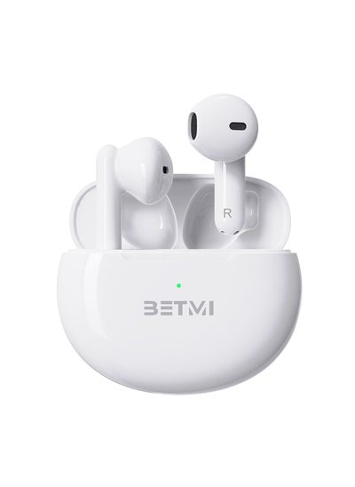 Buy BETMI - True Wireless Earbuds - In-Ear Bluetooth5.3 Headphones, IPX5 Waterproof TWS With Dual Mic For Sport, Light-Weight Earphones For Android iOS/iPhone - White in Saudi Arabia