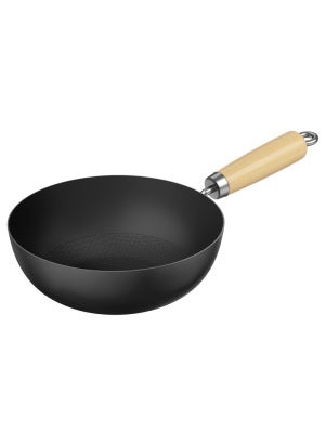 Buy Single-Serve Non-Stick Mini Frying Pan 18-Black Wok Uncovered Wooden Shovel in UAE