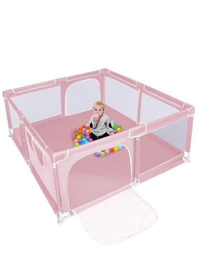 Buy Upgraded Version Baby Playpen,29 ft² Extra Large Kids Play Yard with gate, Anti-Slip Anti-Collision Child Activity Children Fence,Sturdy and Safety Indoor Outdoor Play Area for Toddlers (Pink) in UAE