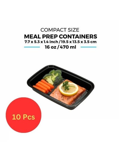 Buy Microwave container 1 compartment food storage containers with lids 16Oz/470ml pack Of 10 in UAE