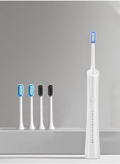 Buy Rechargeable Sonic Electric Toothbrush High-frequency Vibration IPX7 Waterproof Power Toothbrush 6 Modes Adjustable and Smart Electric Toothbrush with 5 Detachable Soft-bristle Brush Heads in Saudi Arabia