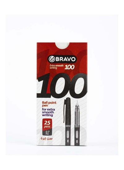 Buy Bravo 100 Ball Point Pen - 0.7mm -  Pack of 25 Pens - Black in Egypt