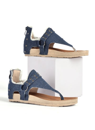 Buy Toe Sandal Flat Jeans Fabric SF-36 - Blue in Egypt