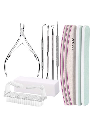 Buy 12 PCS Nail Files and Buffer Block Set, Cuticle Nippers with 100/180 Emery Boards Nail Buffer Kit, Pusher Toenail Lifter Peeler Scraper Nail Brush, For Manicure and Pedicure Tools (White) in Saudi Arabia