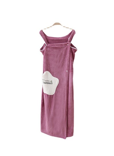 Buy Women's Off-shoulder Wearable Bathrobe with Pocket  and Snap Button (53 "*39") Purple in UAE