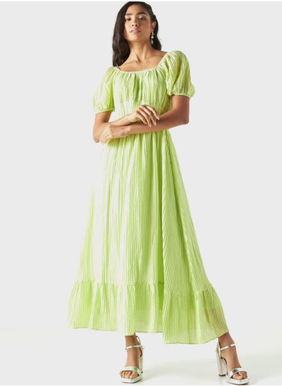 Buy Tiered Maxi Dress With Balloon Sleeves in UAE