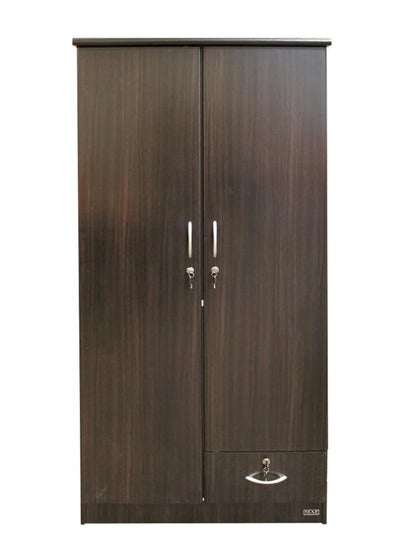 اشتري 2 Door Modern Stylish  Wooden Wardrobe Cabinet,Cupboard Of Engineered Wood With 1 Lockable Drawer Perfect Heavy Duty Color Wenge في الامارات