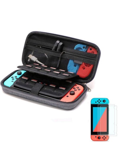 Buy Carrying Case Compatible with Nintendo Switch/Switch OLED/Switch Lite 2 Pack Tempered Glass Screen Protectors, Waterproof Design 10 Game Card Slots & Accessory Pocket for Travel in UAE