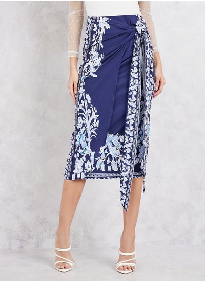 اشتري Printed Wrap Front Detail Midi Skirt في السعودية