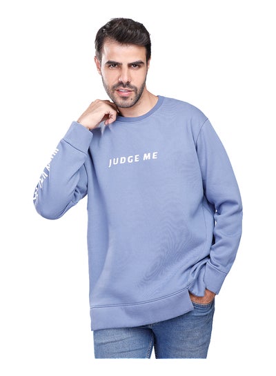 اشتري Coup Loose Fit Printed SweatShirt For Men Color Indigo في مصر