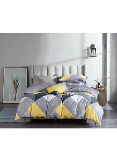 اشتري Microfibre King Size Duvet Cover Set Includes 1xDuvet Cover 220x240cm, 1xFitted Sheet 200x200+30cm, 4xPillow Case Microfiber Multicolour 50x75cm في الامارات