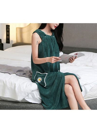 Buy Women's Bath Towel Robe Robe Body Spa Bath Wrap Toweling Robe (Dark Green) in UAE