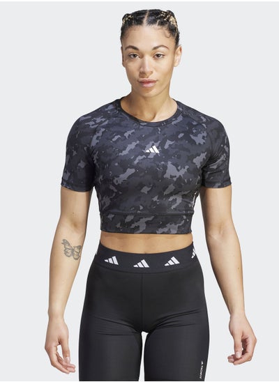 Buy Techfit Camo Print Crop Training T-Shirt in UAE