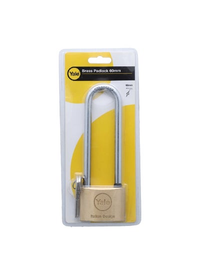 اشتري Double Ball Lock Long Shackle Padlock with Keys Brass and Silver 60 mm DY1019 /IT7147 في السعودية