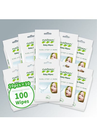 اشتري Nateen Baby Wipes,100pcs Individual Pack Baby Wet Wipes,Ultra-Pure Water Wipes for Baby,Easy Carry Out Wipes Travel Size,Specific for Mouth and Hands Cleaness. في الامارات