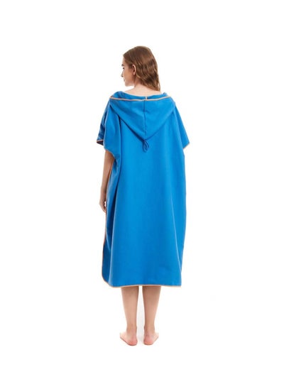 Buy Poncho Towel for Adult Surf Beach Wetsuit Changing Towel Bath Robe With Hooded Highly Absorbent Quick Dry- One Size-Blue in UAE