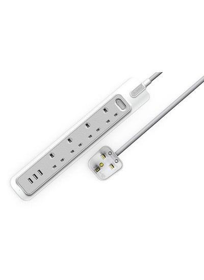 اشتري Electric Power Extension 4 Sockets 3M Cable 3 USBA Ports White/Grey في السعودية