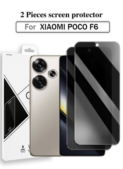 Buy 2 PCS Full Cover Glass Screen Protector for Xiaomi POCO F6 5G Black/Transparent Anti Spy Screen Protector Glass Film and Screen Protector Accessories in Saudi Arabia