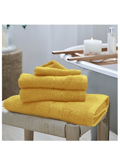 Buy Daffodil (Yellow) Premium Bath Towel (70x140 Cm-Set of 2) 100% Cotton, Highly Absorbent and Quick dry, Hotel and Spa Quality Bath linen with Stripe Diamond Dobby-500 Gsm in UAE