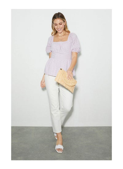 Buy Petite Lilac Broderie Milkmaid Blouse in UAE