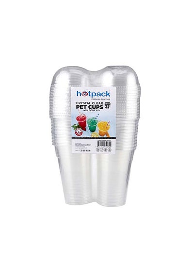 Buy Hotpack Clear Pet Cup 16 ounce + Dome LID 25 Pieces SPECIAL OFFER in UAE