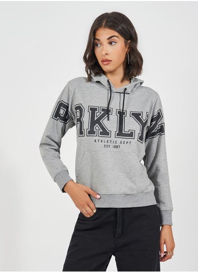 Buy Regular Fit Slogan Print Hoodie in Saudi Arabia