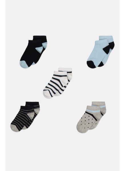 اشتري Kids Boy 5 Pair Stripe Ankle Socks, Black/White Combo في الامارات