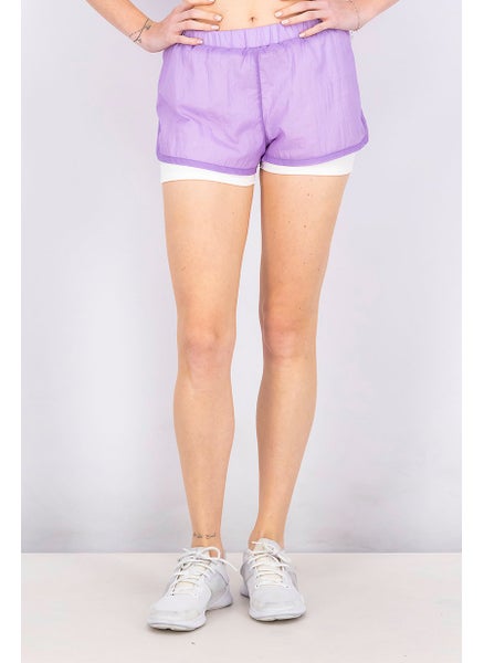 اشتري Women Sports Fit Plain Pull On Short, Purple في السعودية